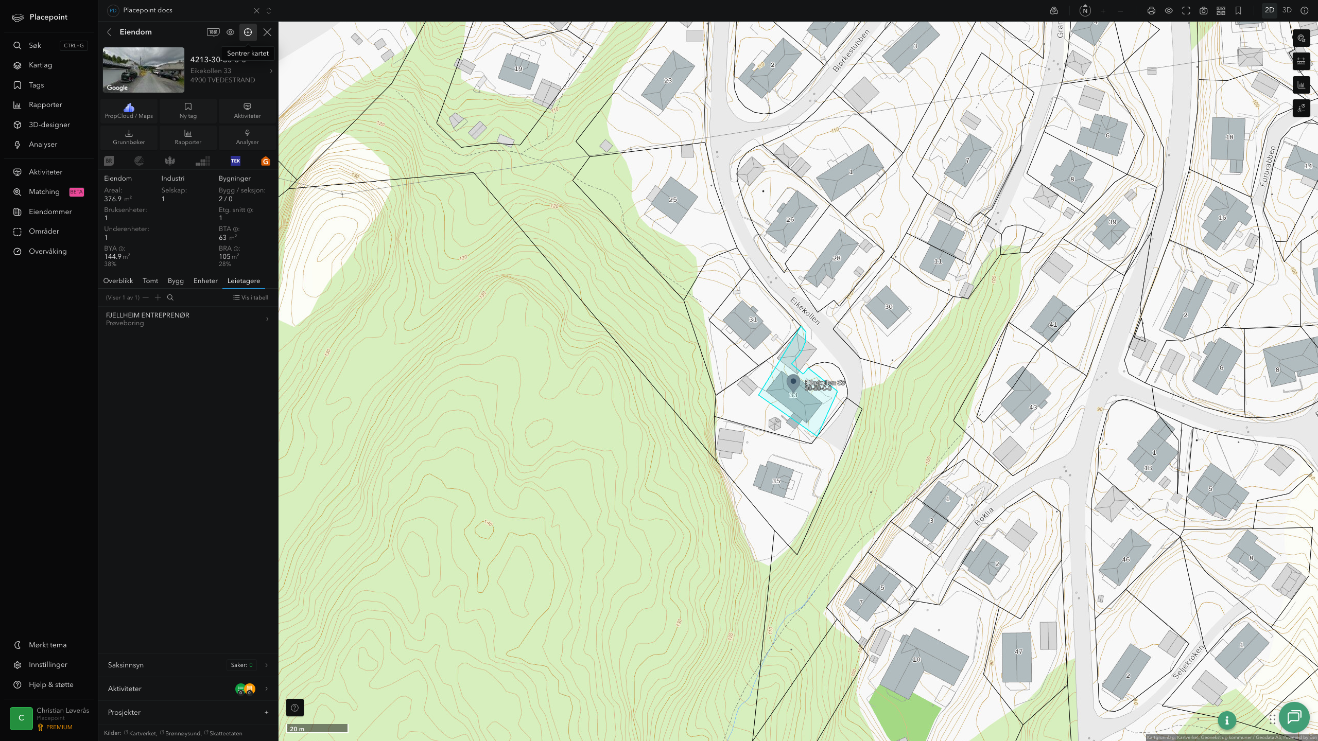 Eiendomspanel for en av Tvedestrand kommunes eiendommer