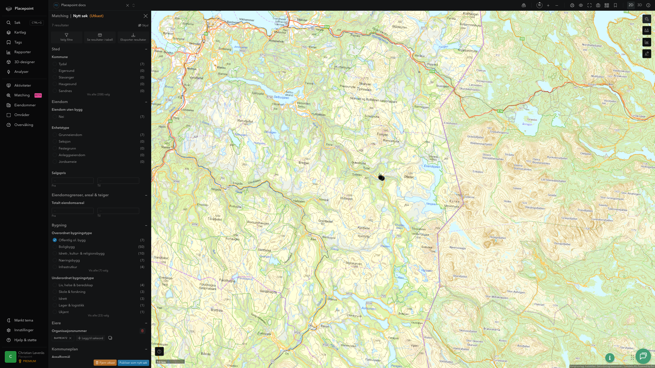Matching-resultat for Tydal kommune