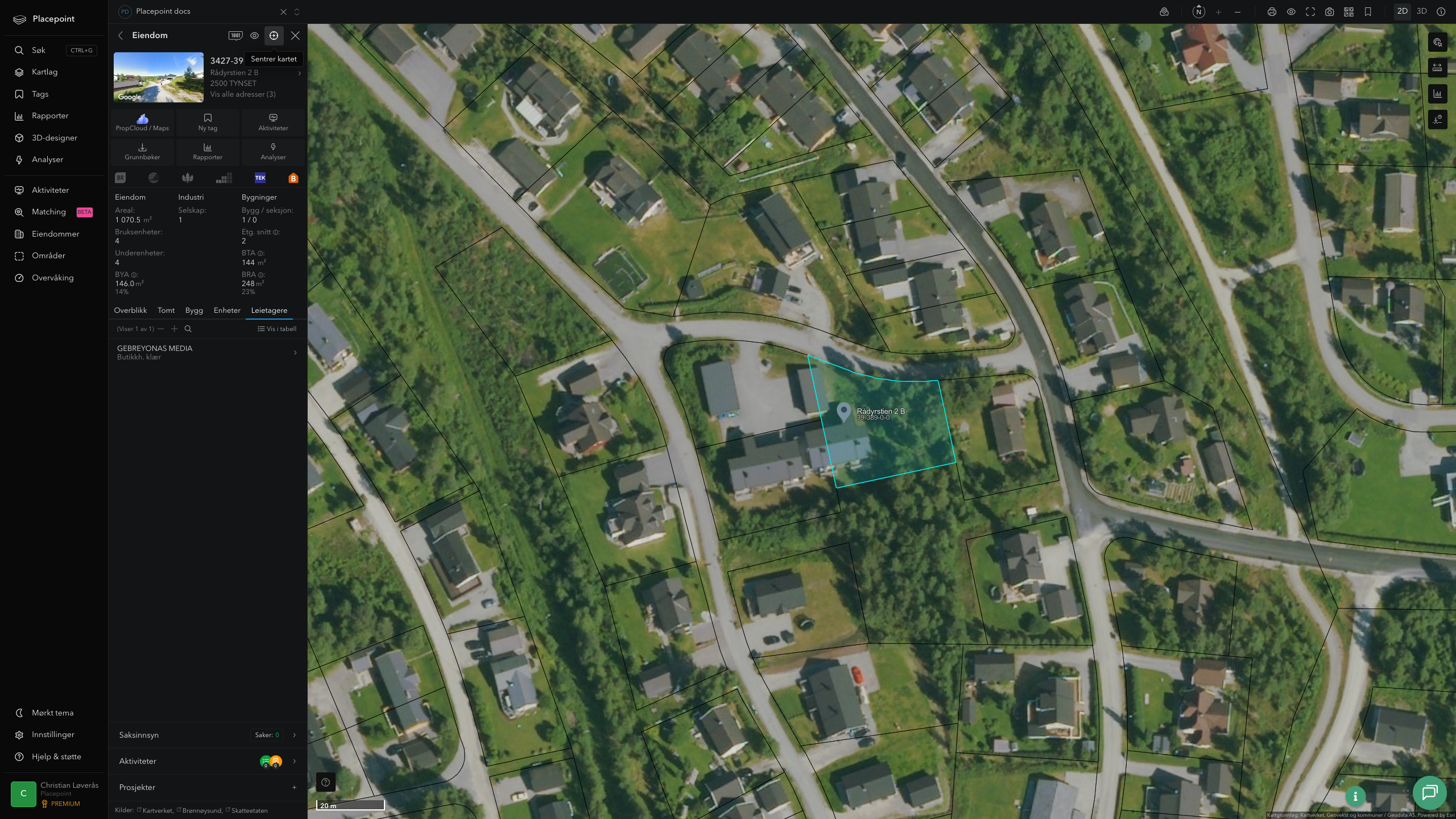 Samme eiendom med flyfoto