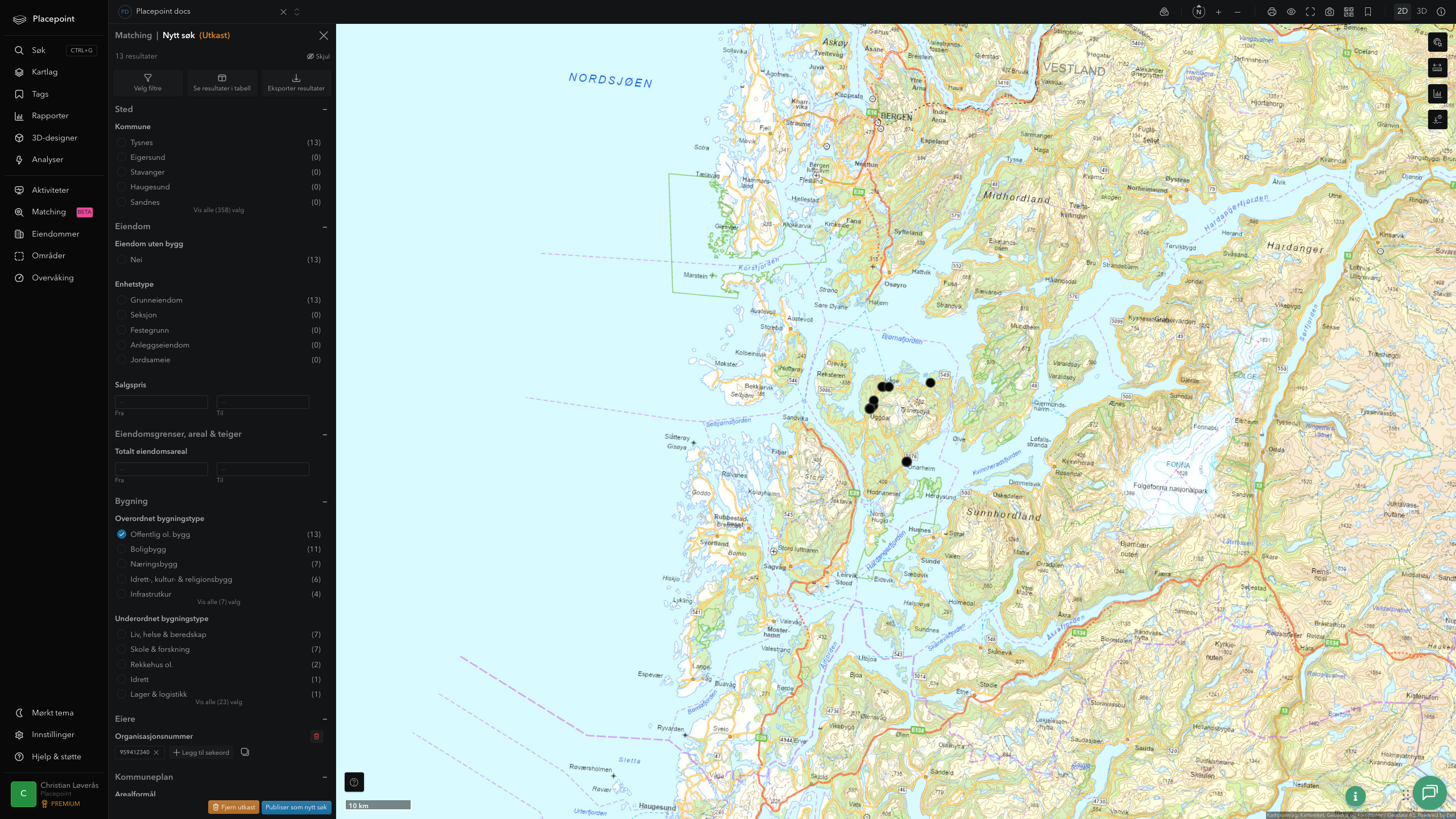 Matching-resultat for Tysnes kommune