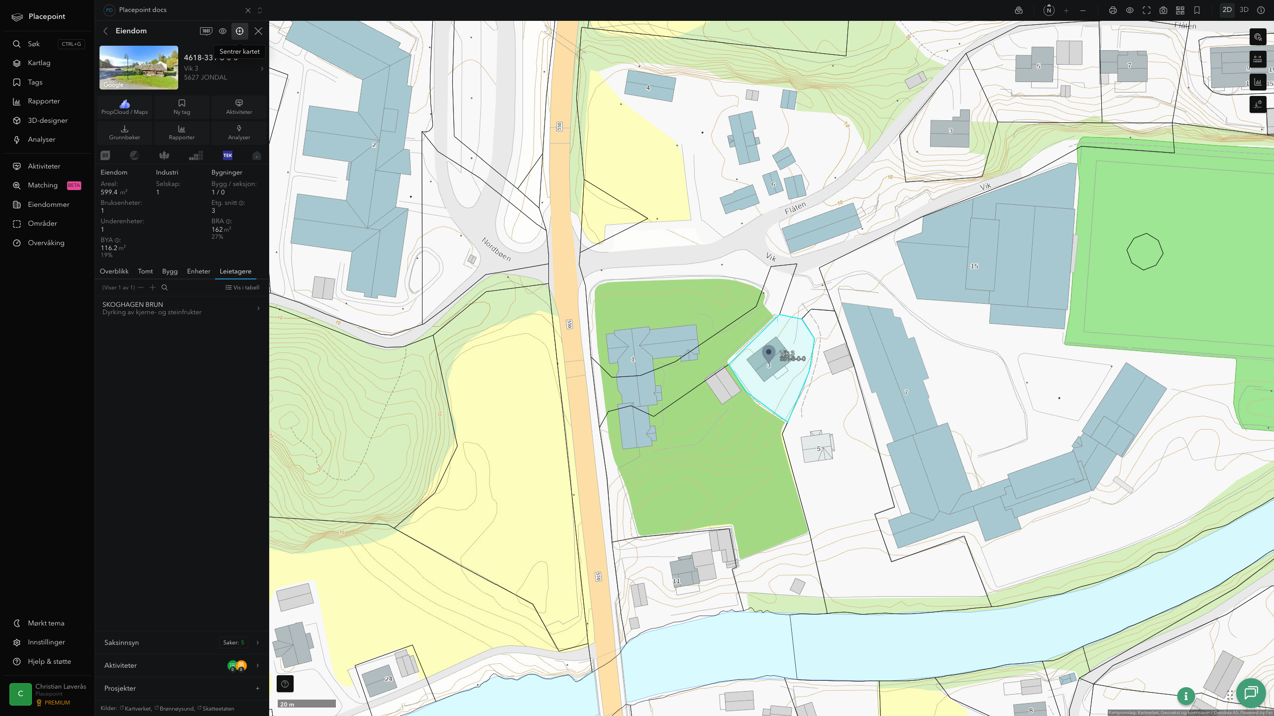 Eiendomspanel for en av Ullensvang kommunes eiendommer