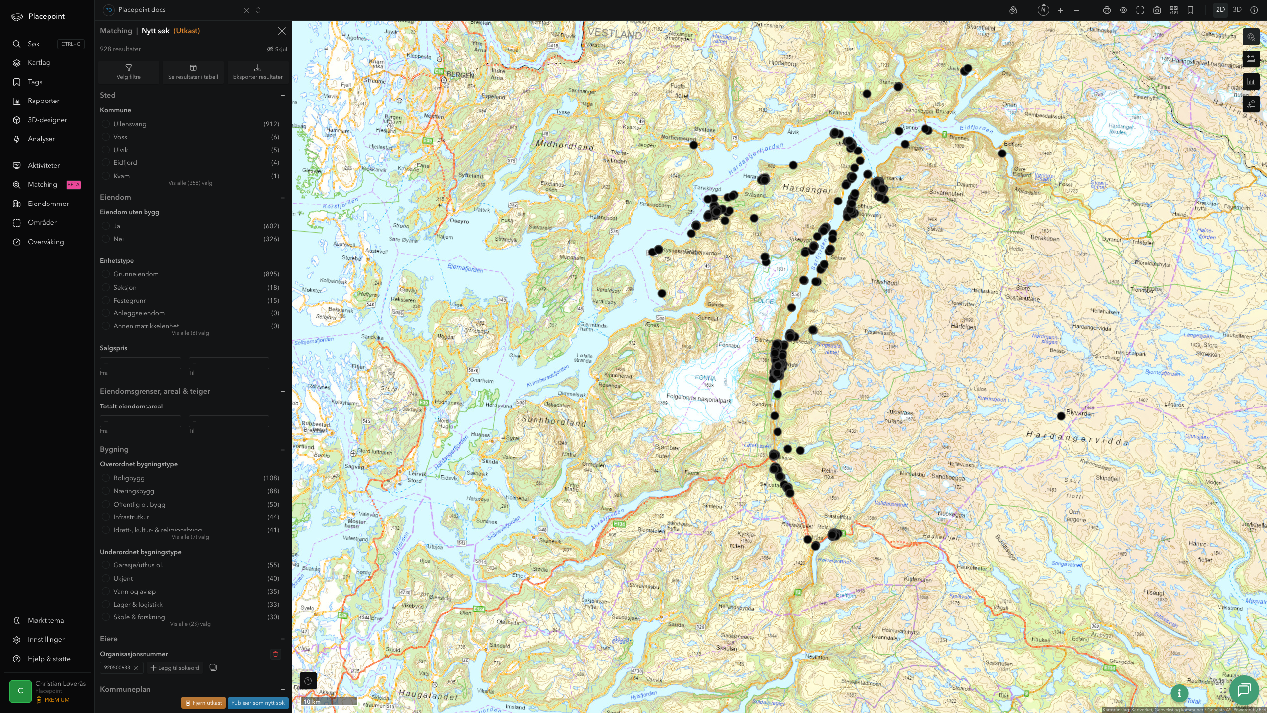 Matching-resultat for Ullensvang kommune