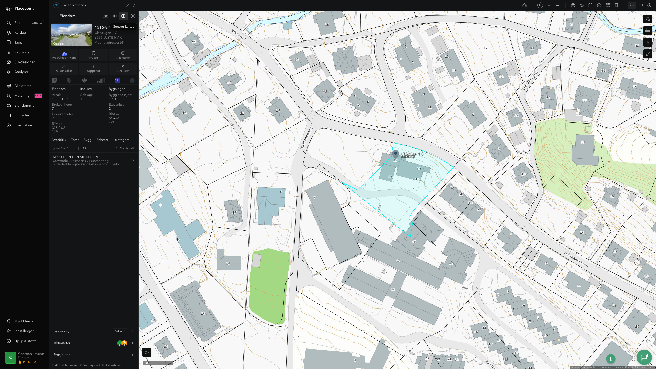 Eiendomspanel for en av Ulstein kommunes eiendommer