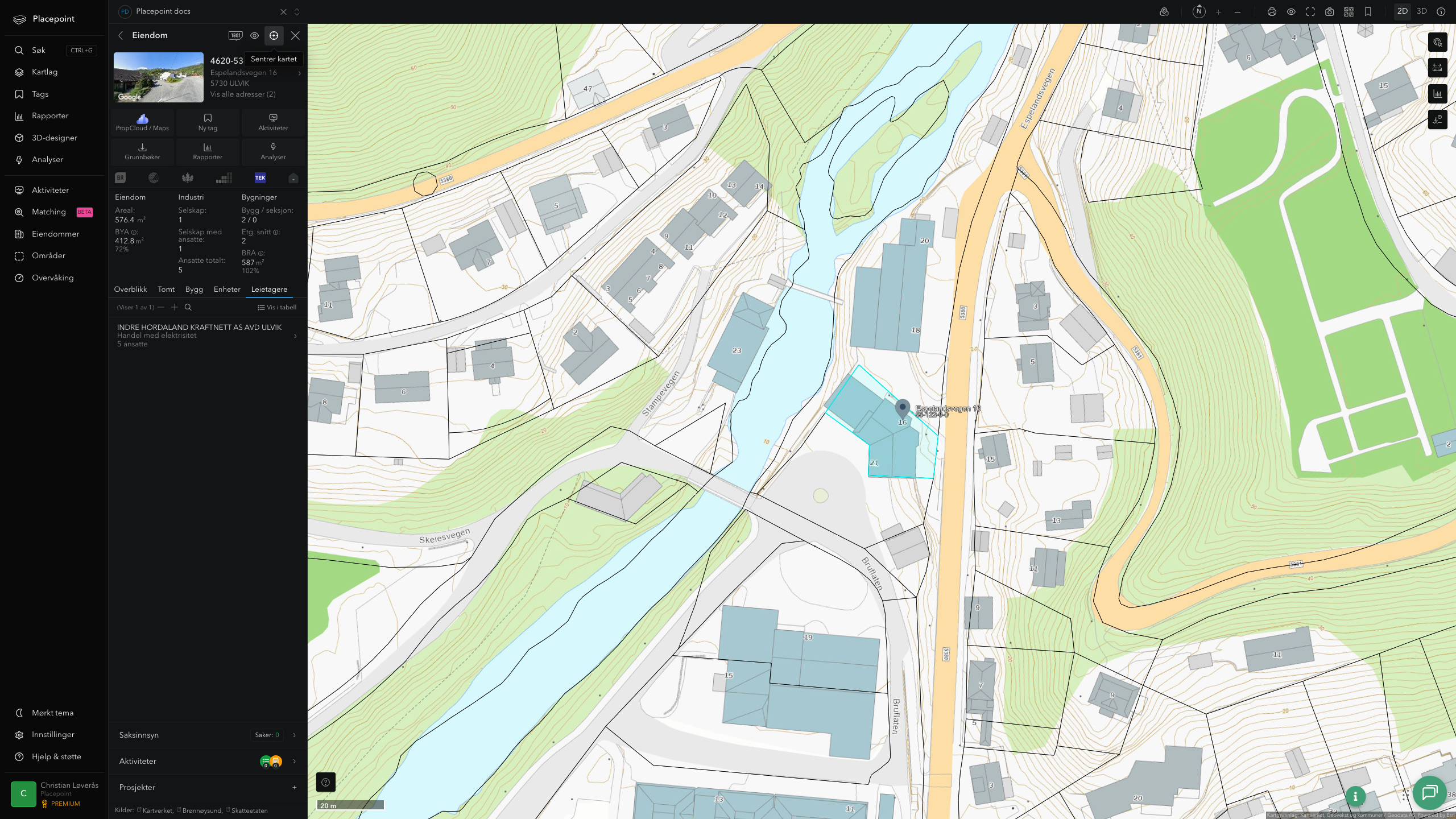 Eiendomspanel for en av Ulvik kommunes eiendommer