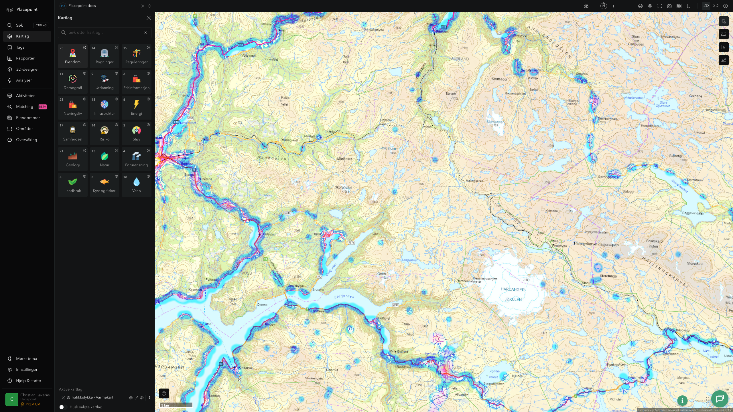 Ulvik - trafikkulykker (varmekart)