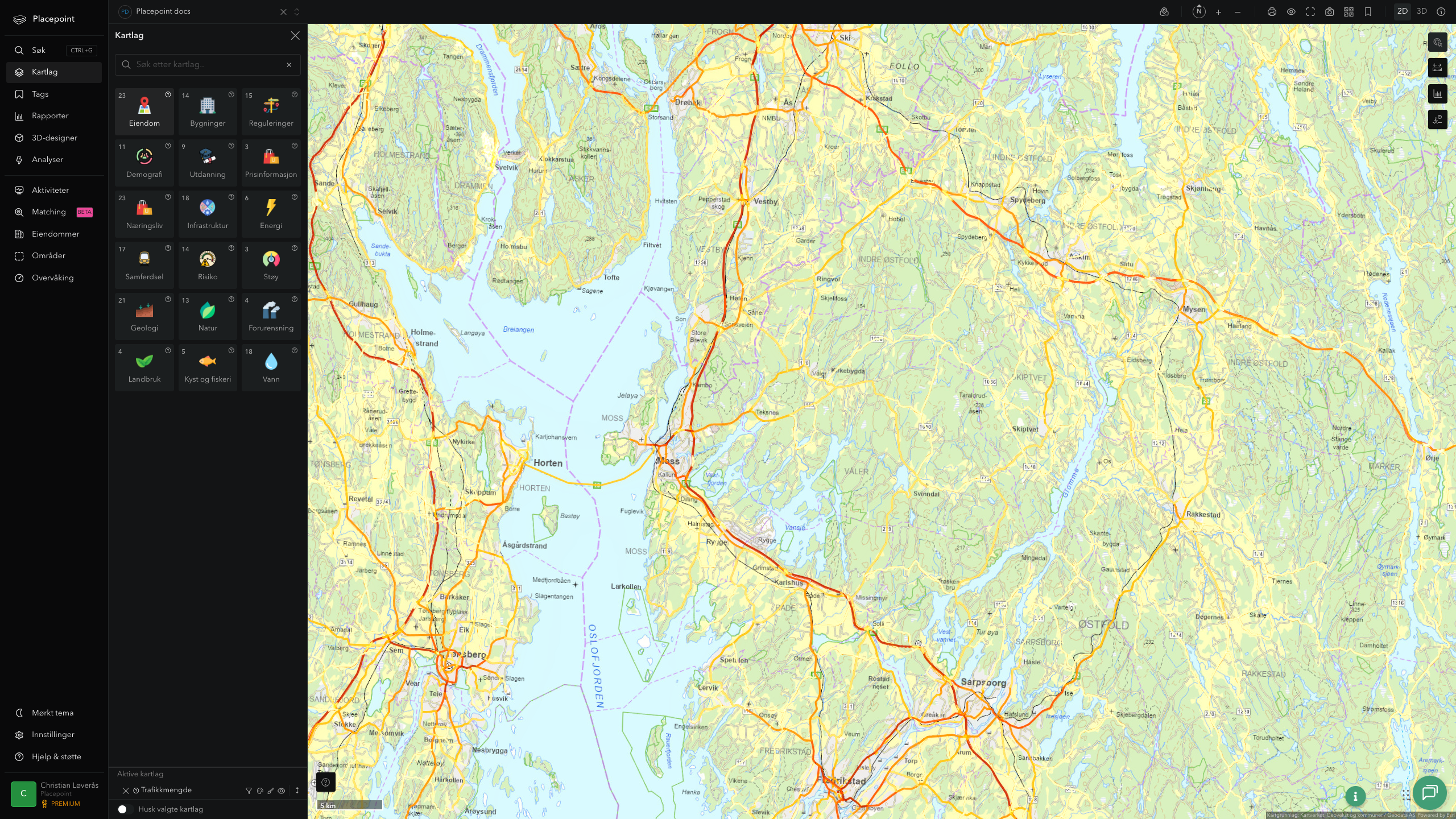 Våler (Østfold) - trafikkmengde (ÅDT)