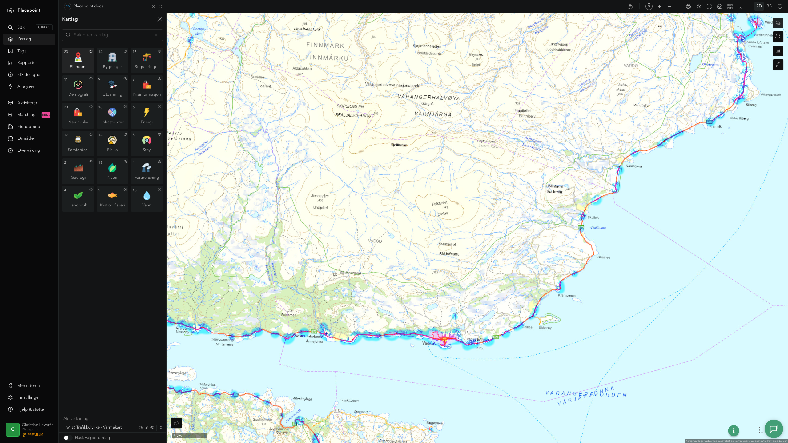 Vadsø - trafikkulykker (varmekart)