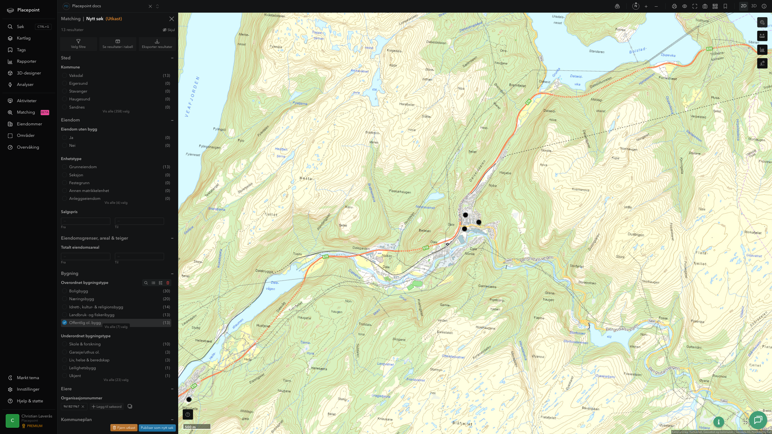 Vaksdal - offentlige bygg, sentrumsnært