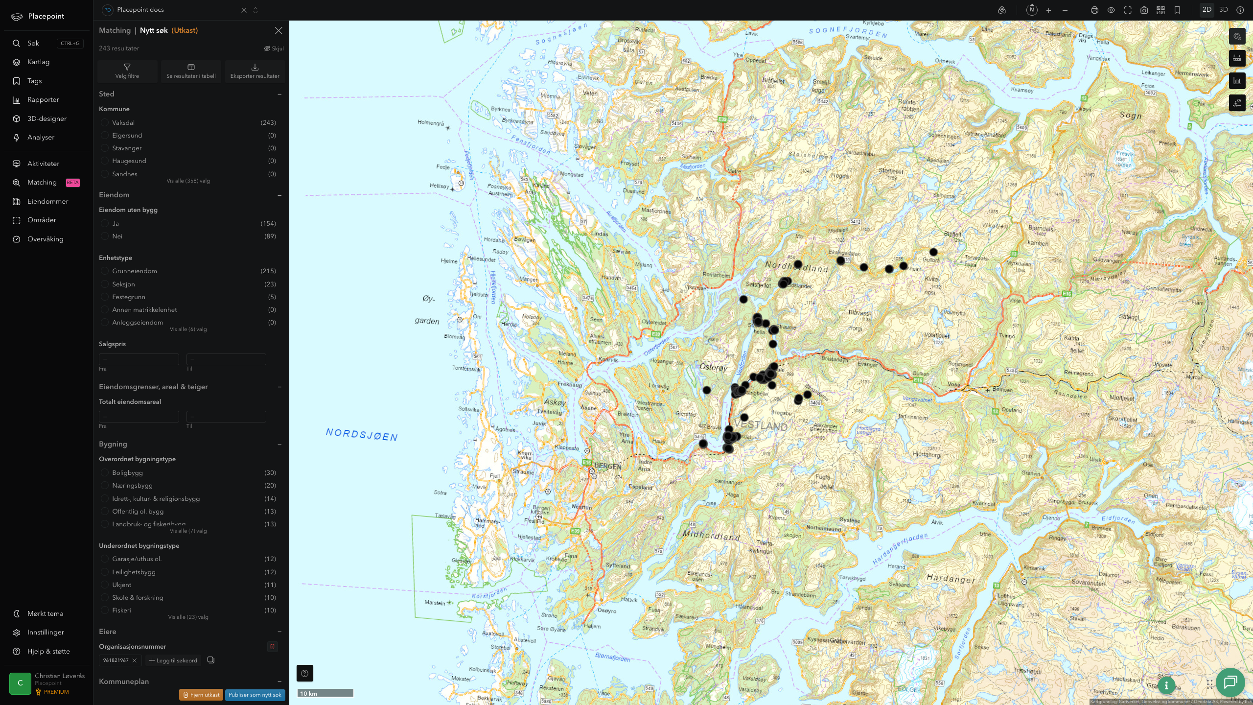 Matching-resultat for Vaksdal kommune
