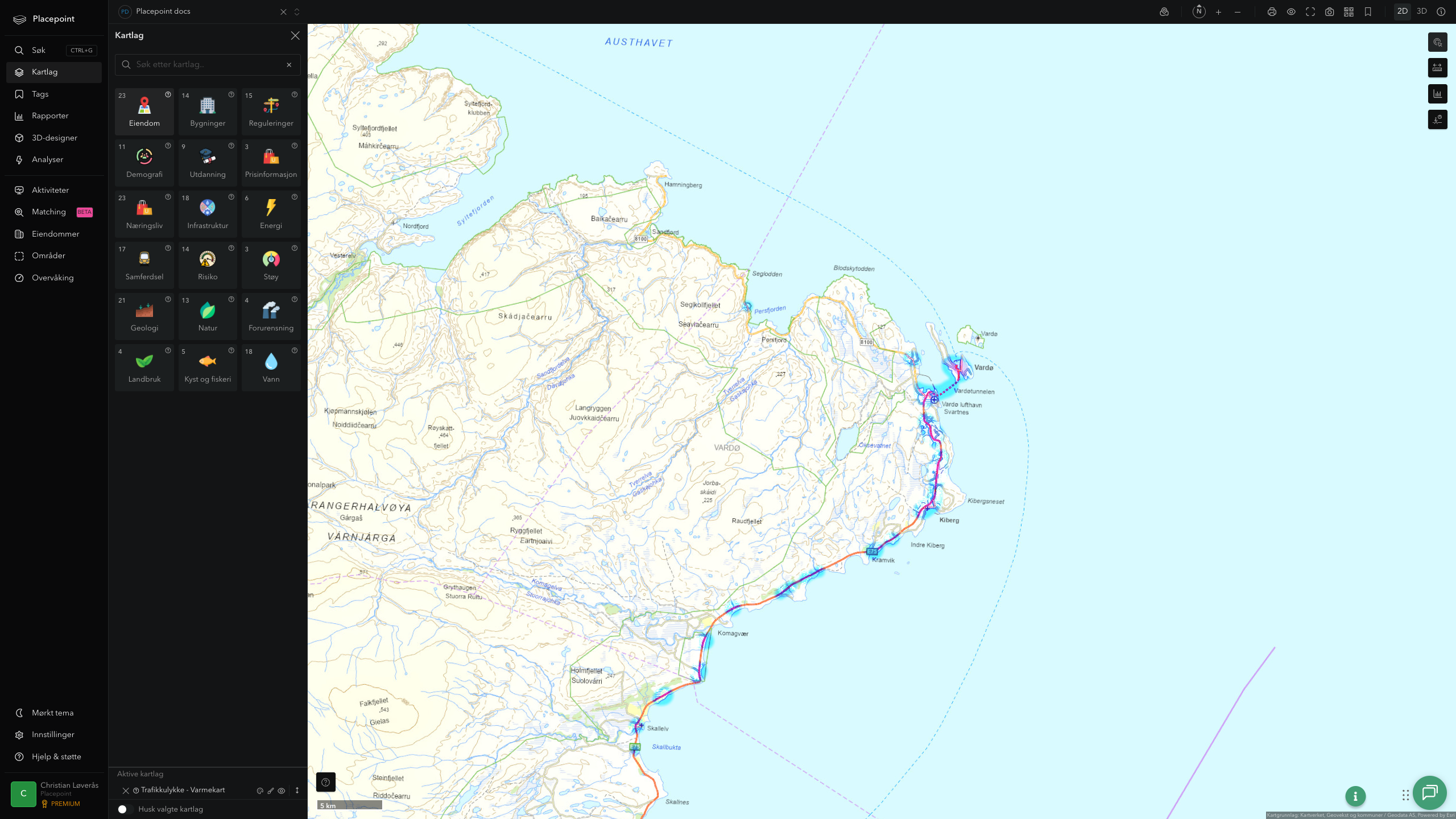 Vardø - trafikkulykker (varmekart)