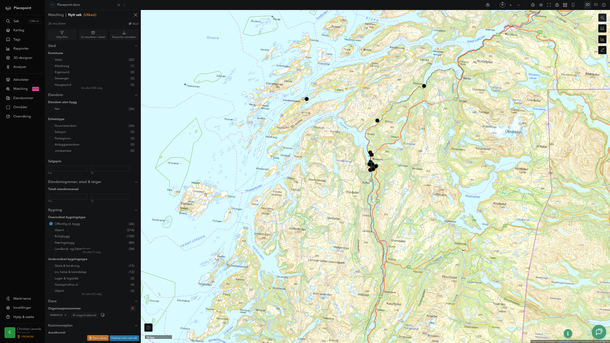Matching-resultat for Vefsn kommune