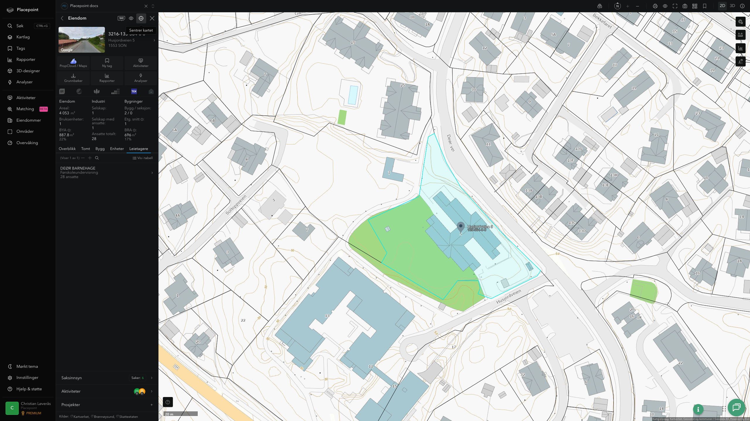 Eiendomspanel for en av Vestby kommunes eiendommer