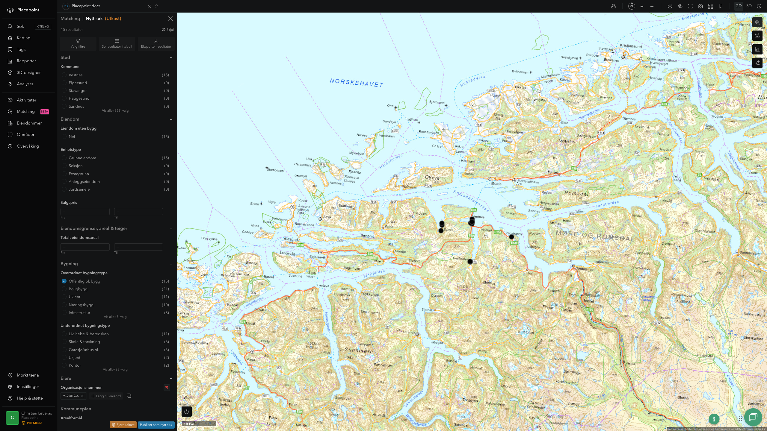Matching-resultat for Vestnes kommune
