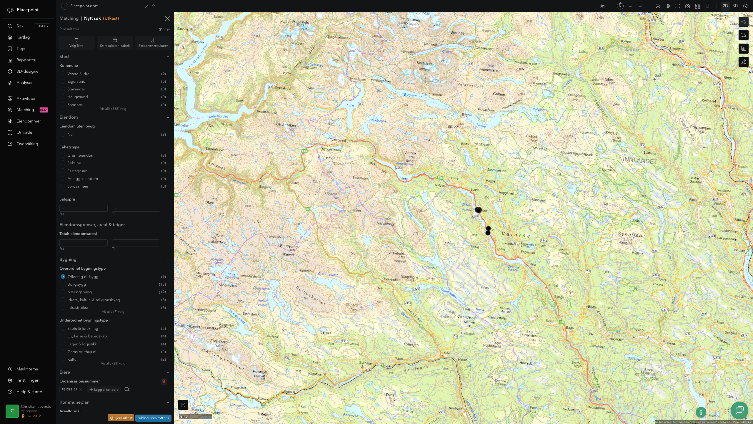 Matching-resultat for Vestre Slidre kommune