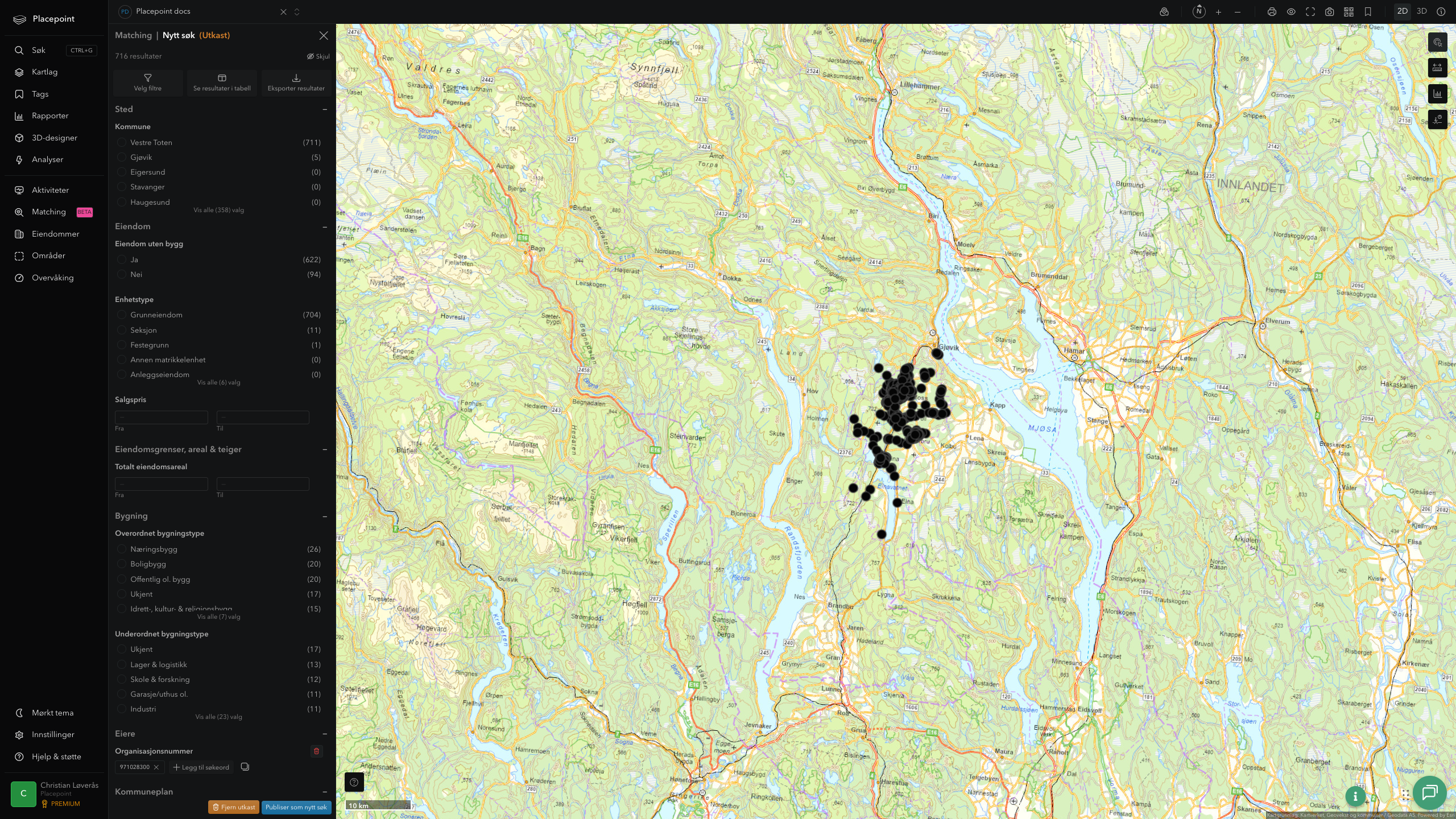 Matching-resultat for Vestre Toten kommune