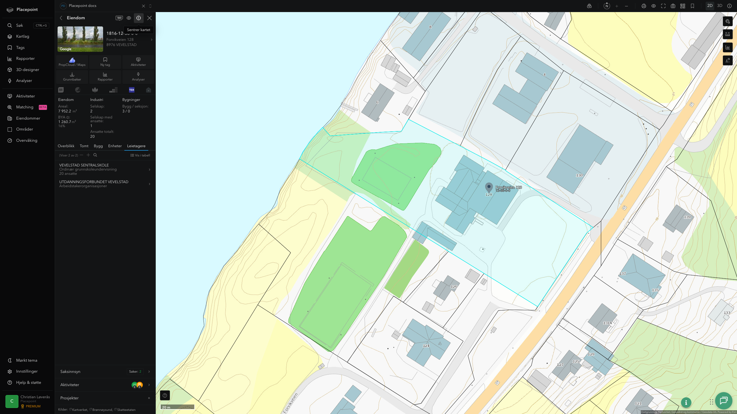 Eiendomspanel for en av Vevelstad kommunes eiendommer