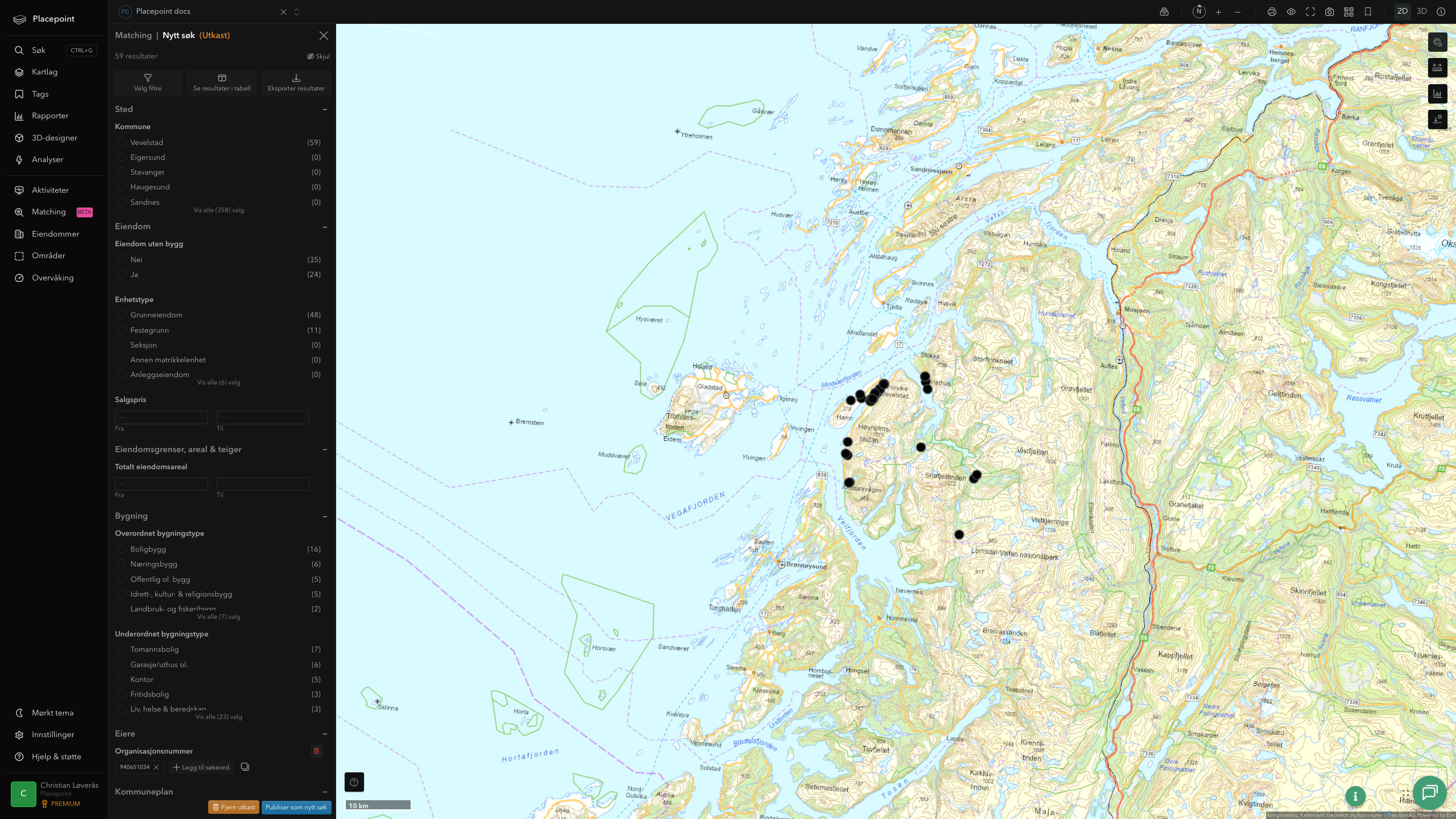 Matching-resultat for Vevelstad kommune
