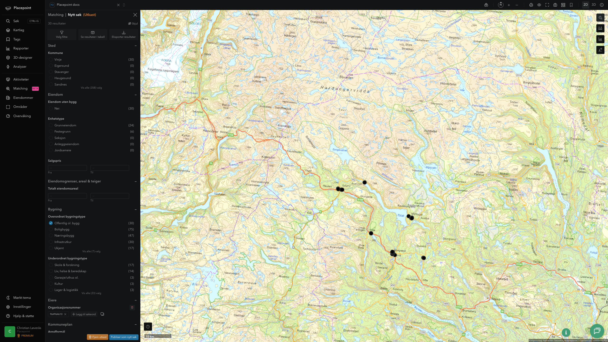 Matching-resultat for Vinje kommune