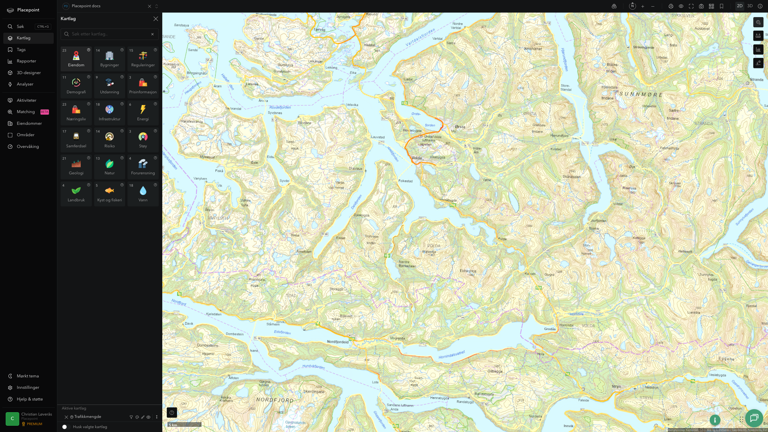 Volda - trafikkmengde (ÅDT)