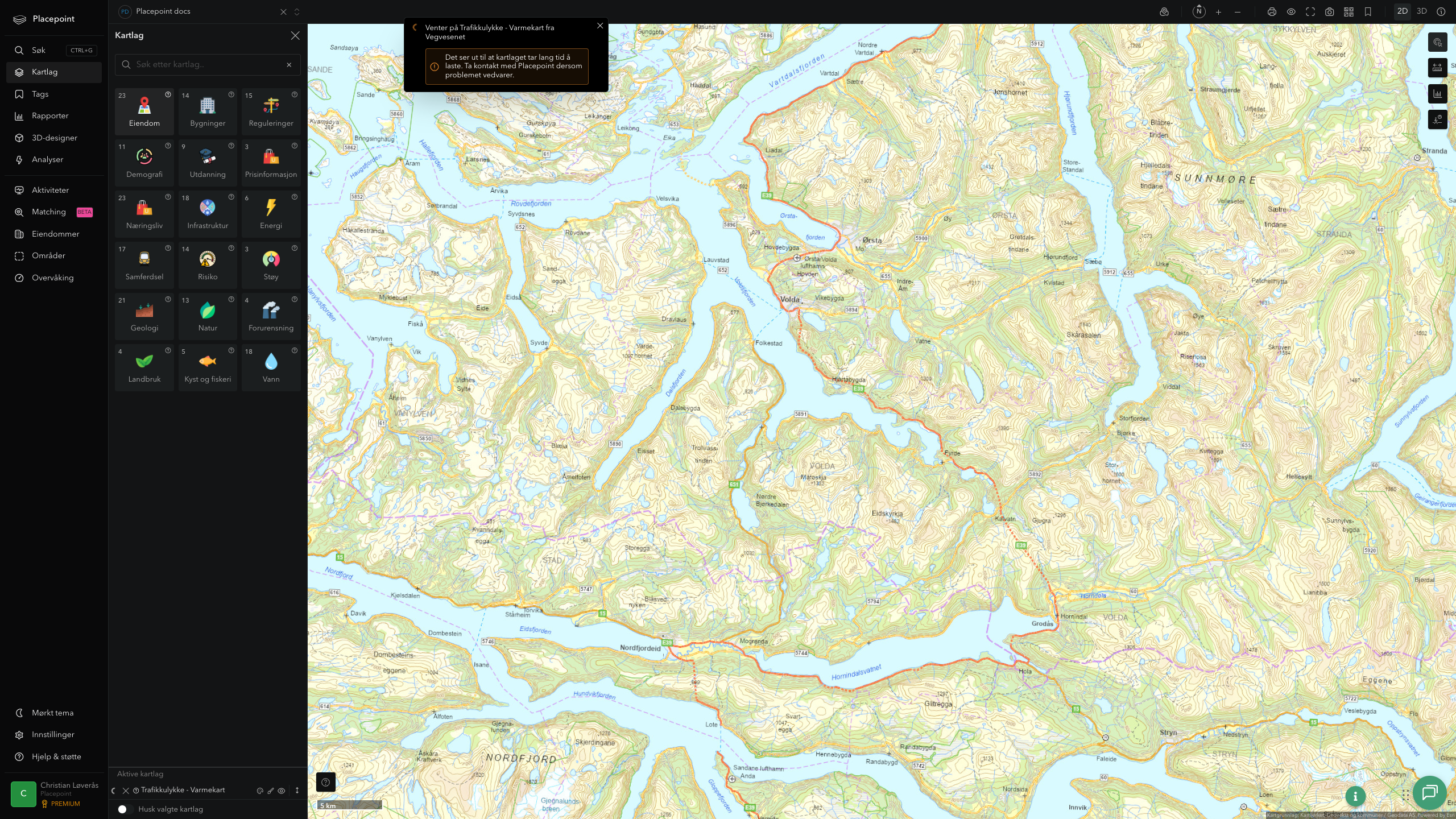 Volda - trafikkulykker (varmekart)